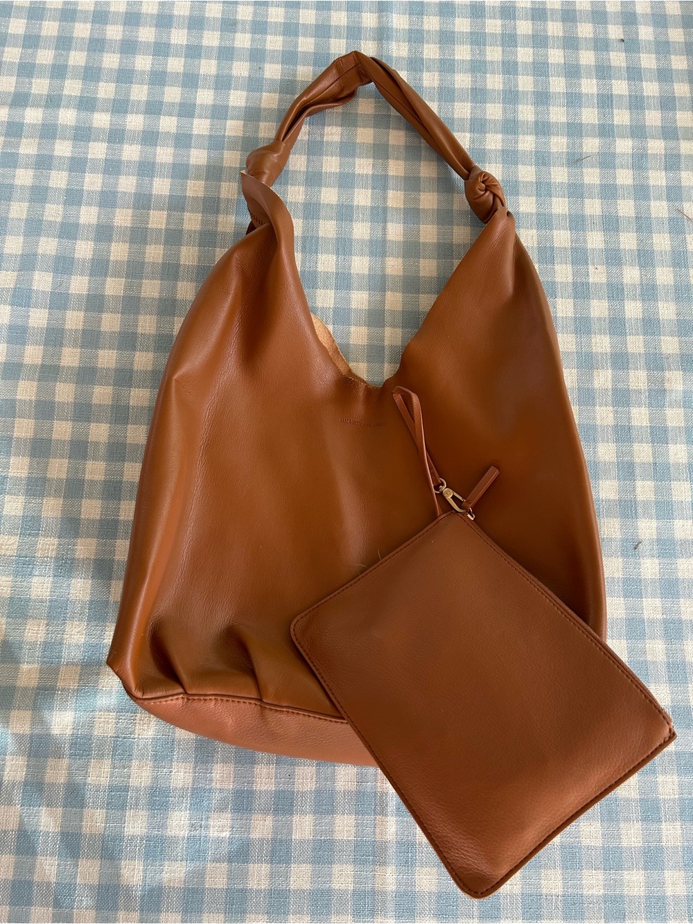 Elizabeth and James Leather Hobo Bag with Wristlet - Brown